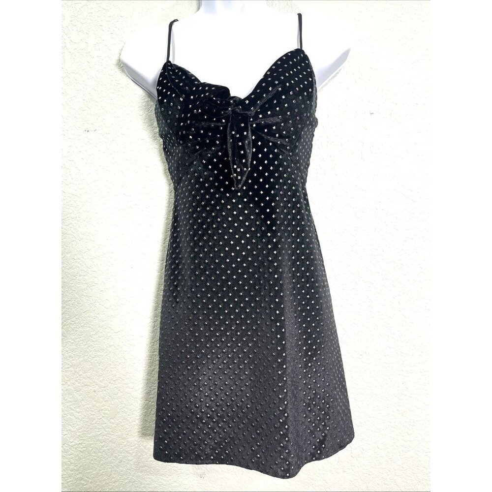 Show Me Your Mumu Constance Womens Velvet Mini Dress Sz S Black Studded Cocktail